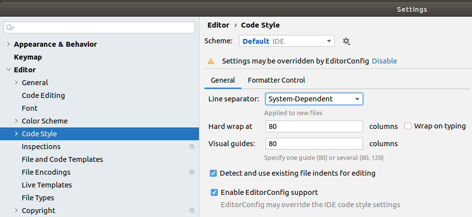 PHPStorm configuration code style général PHPStorm configuration code style général