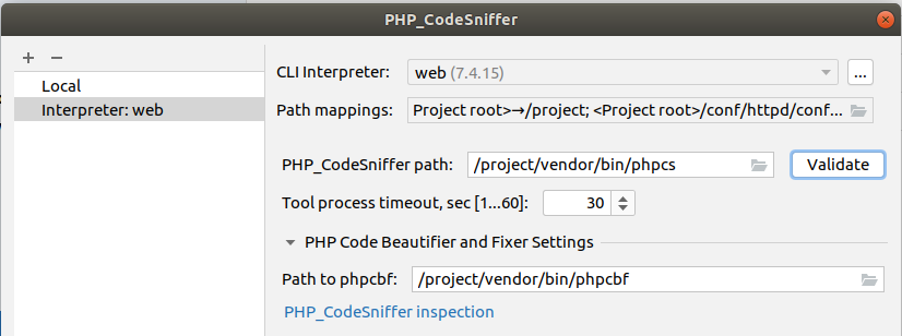 Étape 2 de configuration de PHPCS dans PHPStorm Étape 2 de configuration de PHPCS dans PHPStorm
