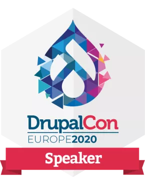 Badge Drupalcon 2020 Europe conférencier