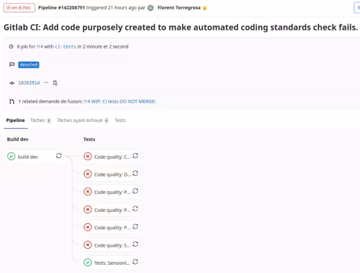 Pipeline Gitlab CI échec