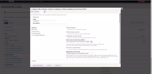 Page de test entityreference filter configuration block