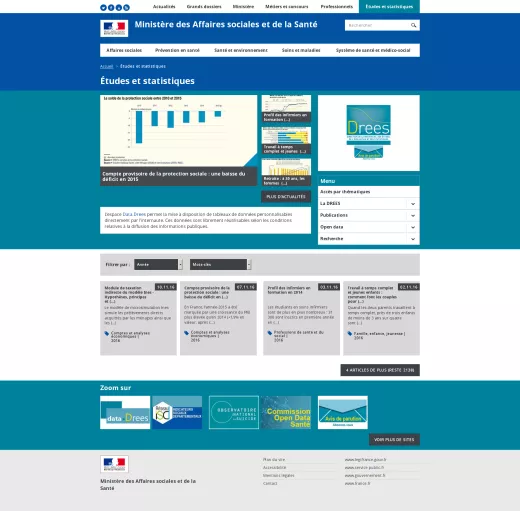 Site des études statistiques du ministère de la santé (DREES)