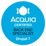 Badge Acquia certified back end specialist Drupal 7